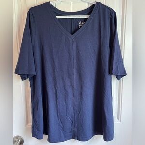 Denim & Co. blue V-Neck Tee T-Shirt Large L
